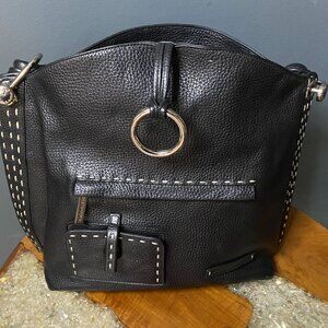 BCBGMAXAZRIA Black Hobo/Shoulder Bag in Pebbled Leather